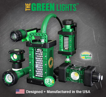 GREEN LIGHTS™ Portable LED Safety Lights, safety lights, series, portable LED work lights, explosion proof, ordinary location, abrasive blast, lighting, BRICK, BRICKette, STRIKER, BODYLight, body light, 3475, blast light, linkalight, LINKaLIGHT