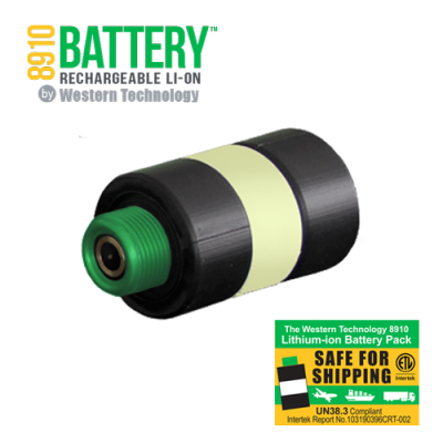 8910 Explosion Proof Rechargeable Lithium-Ion Battery for the BODYLight™ and SIDEKICK™ — Patent US-11469546-B2 for its connection mechanism. Safe for shipping.